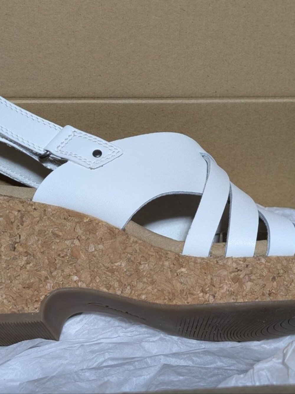 Clarks Giselle Ivy Wedge Sandal White US Size 7.5 - Picture 9 of 14
